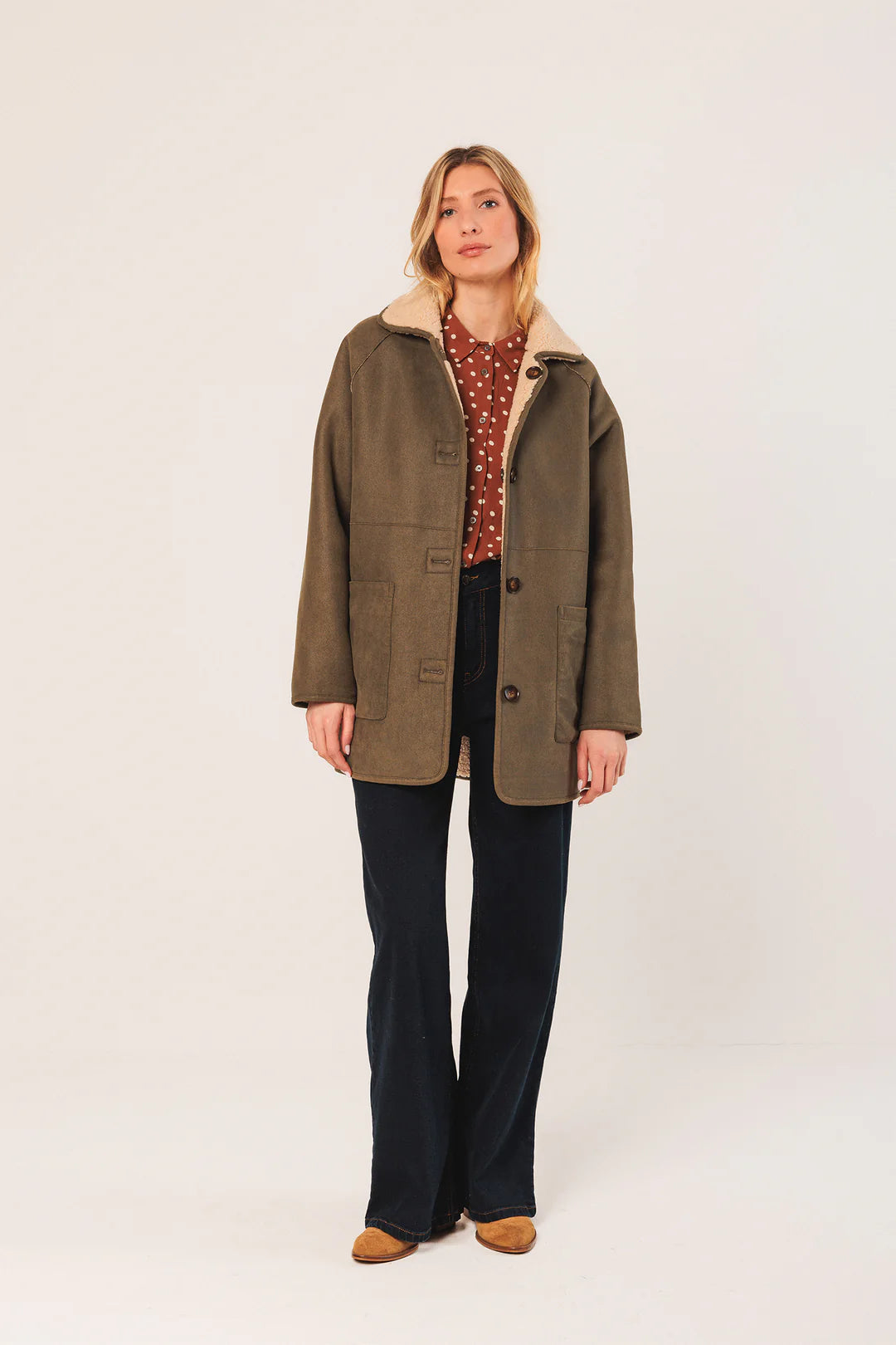 Reversible Coat in Olive