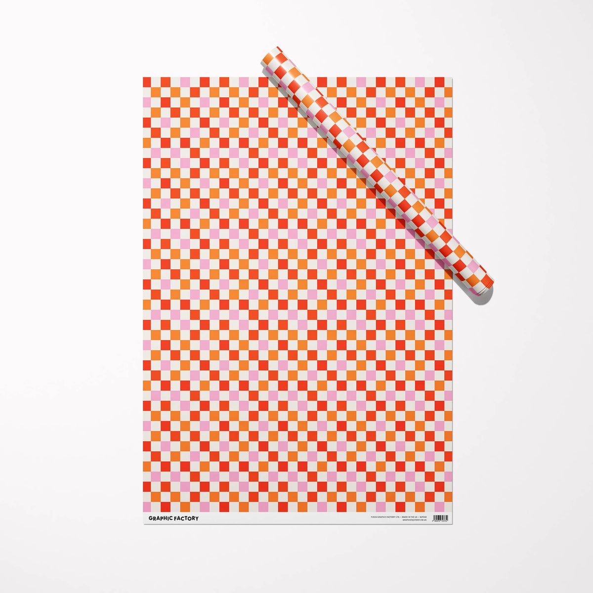 Pink/Orange Checkered Gift Wrap Wrapping Paper