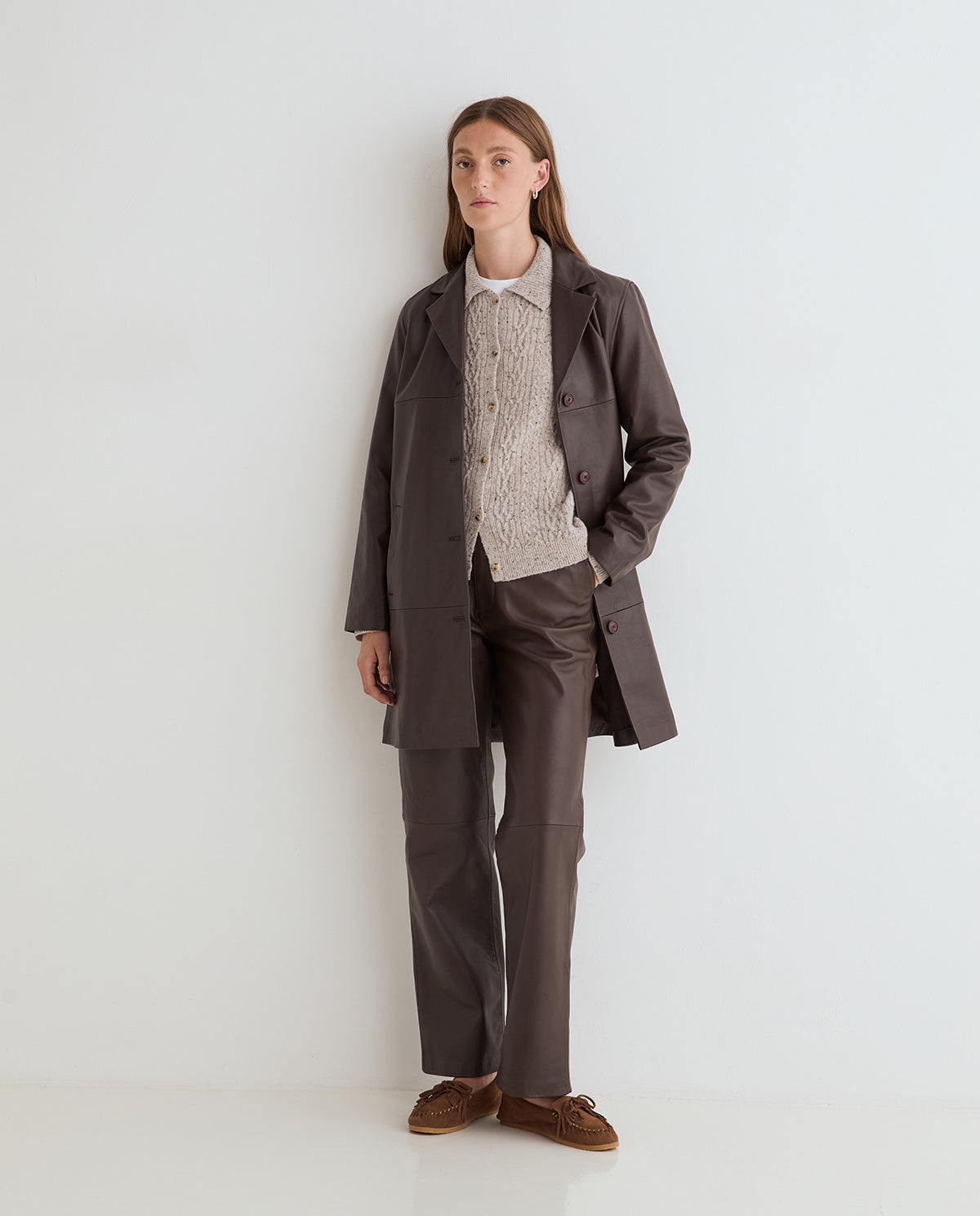Soft Ecru Cardigan With Collar