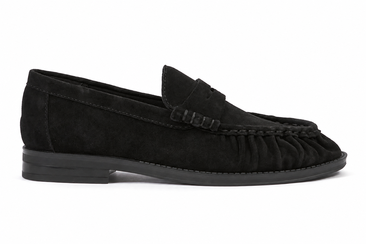 Another Trend Black Suede Loafers