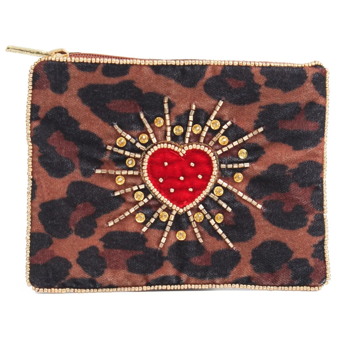 Leopard Heart Burst Mini Pouch