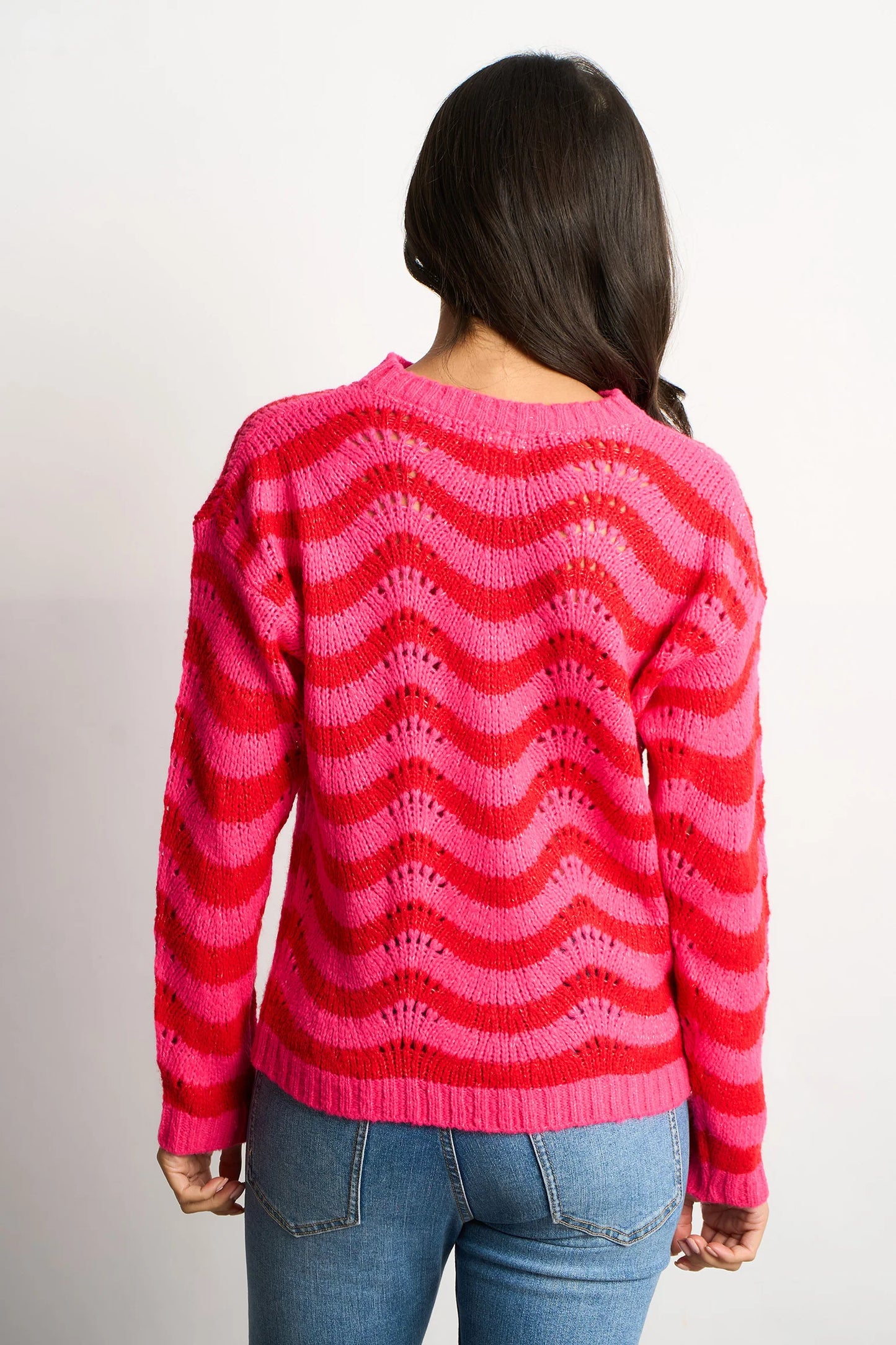 Pink & Red Wave Stripe Jumper