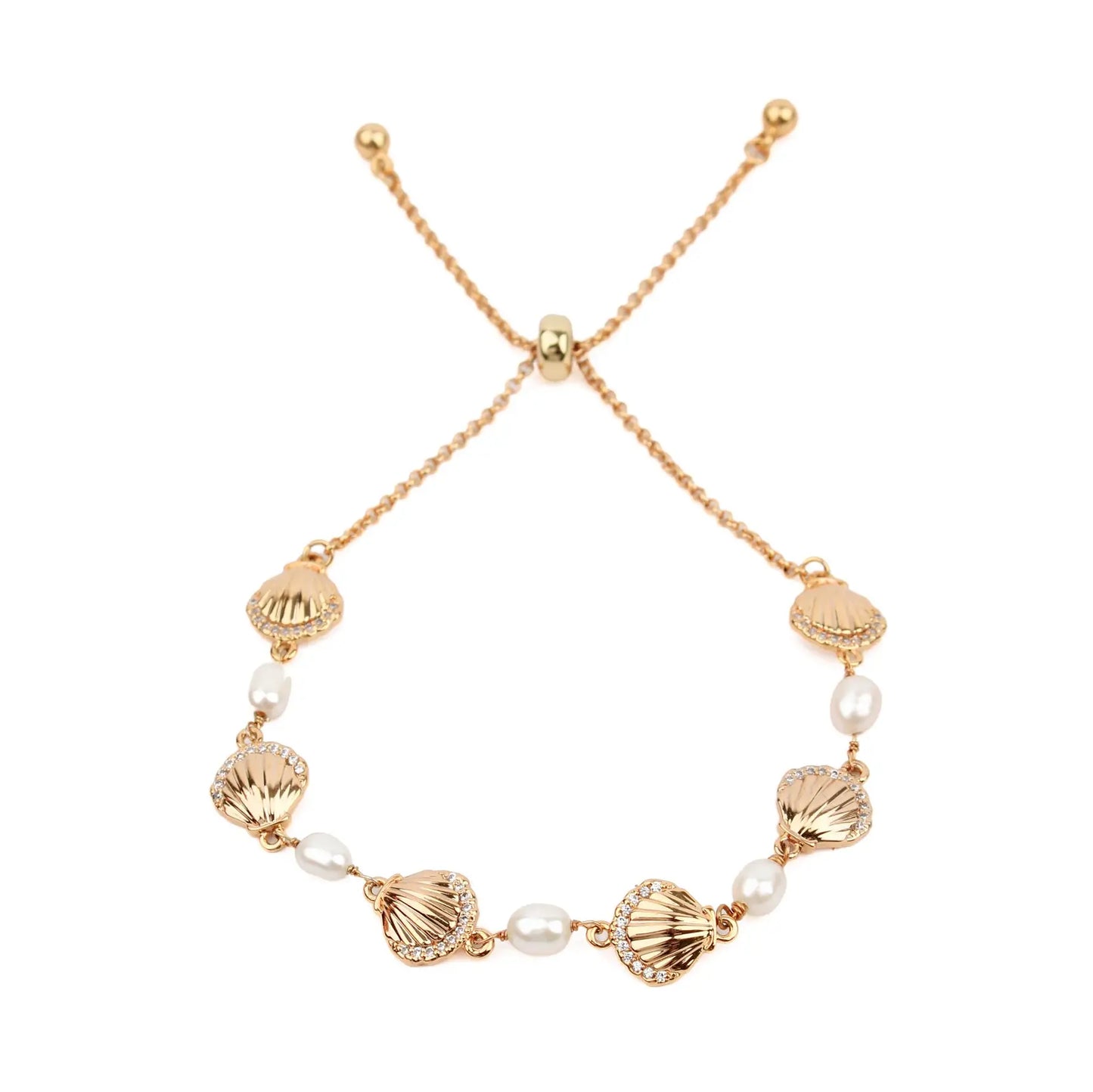Gold Shell & Pearl Bracelet