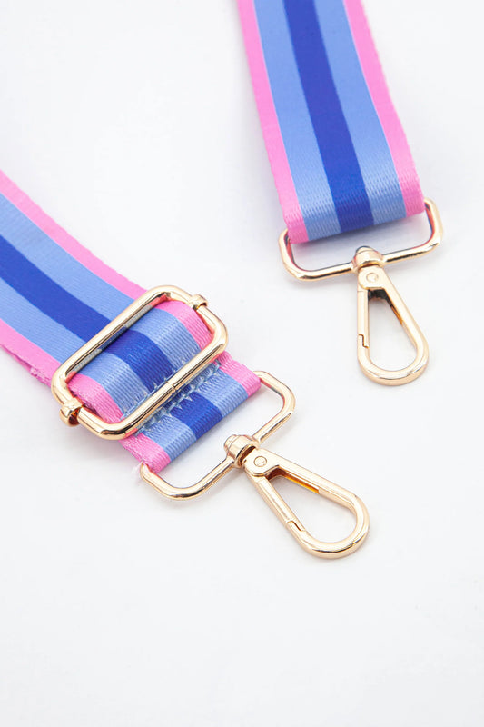 Blue & Pink Stripe Bag Strap