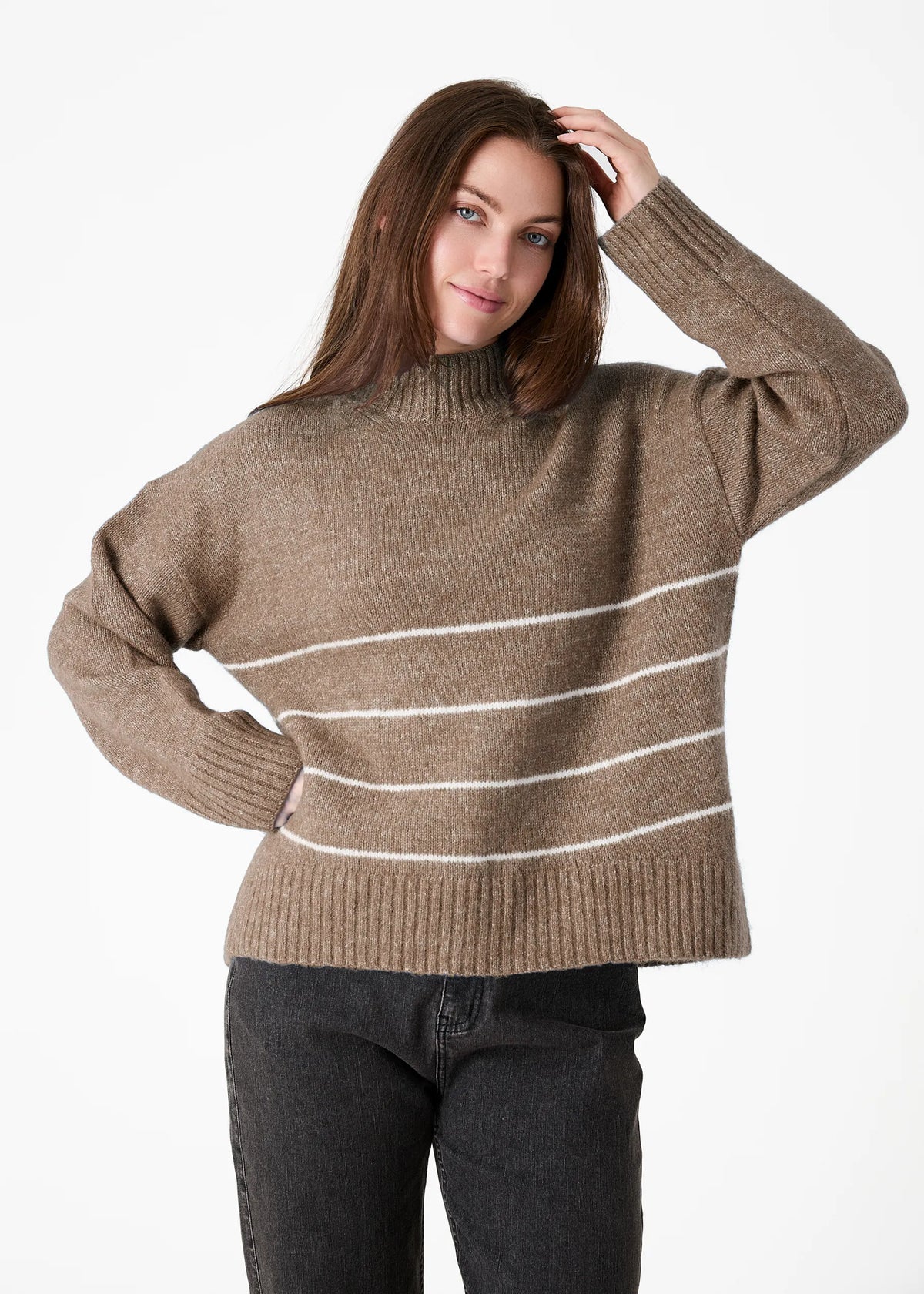 Mink Turtle Neck Stripe Jumper