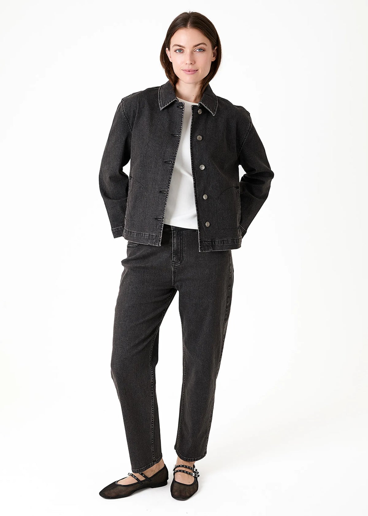 Washed Black Barrel Jeans