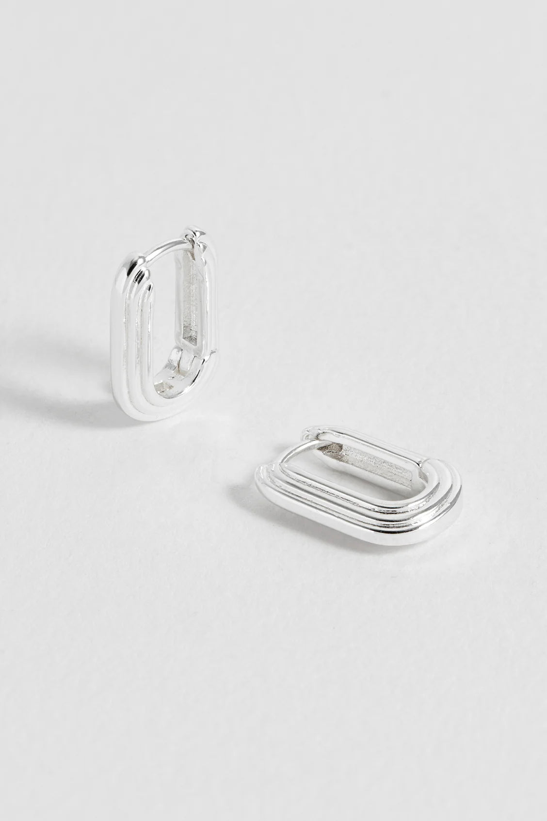 Ridged Hinge Hoops - Silver Plated