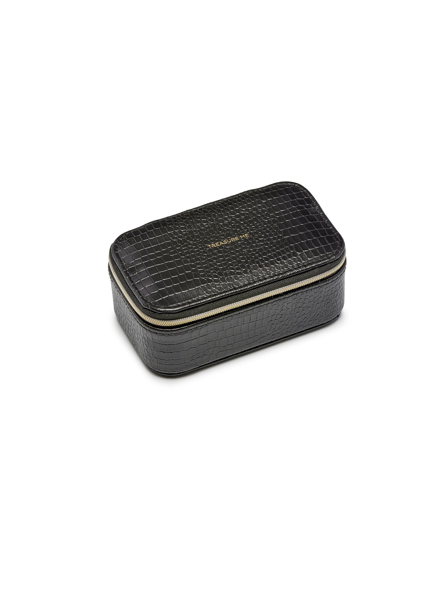 Mini Jewellery Box - Black Mock Croc