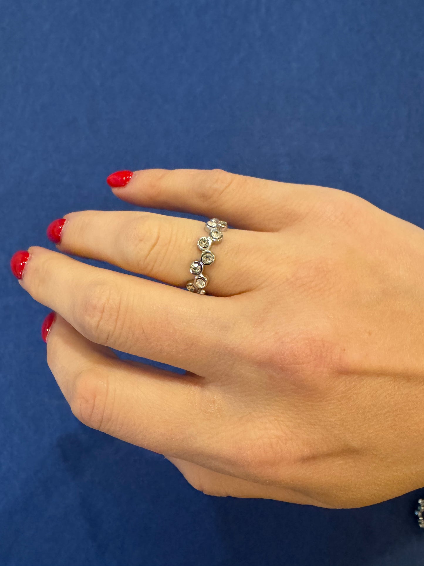 Clear Sparkle Stackable Ring in Silver