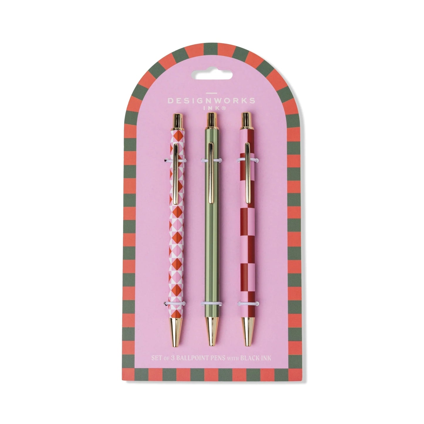 Set of 3 Pens - Diamond, Stripe, Check