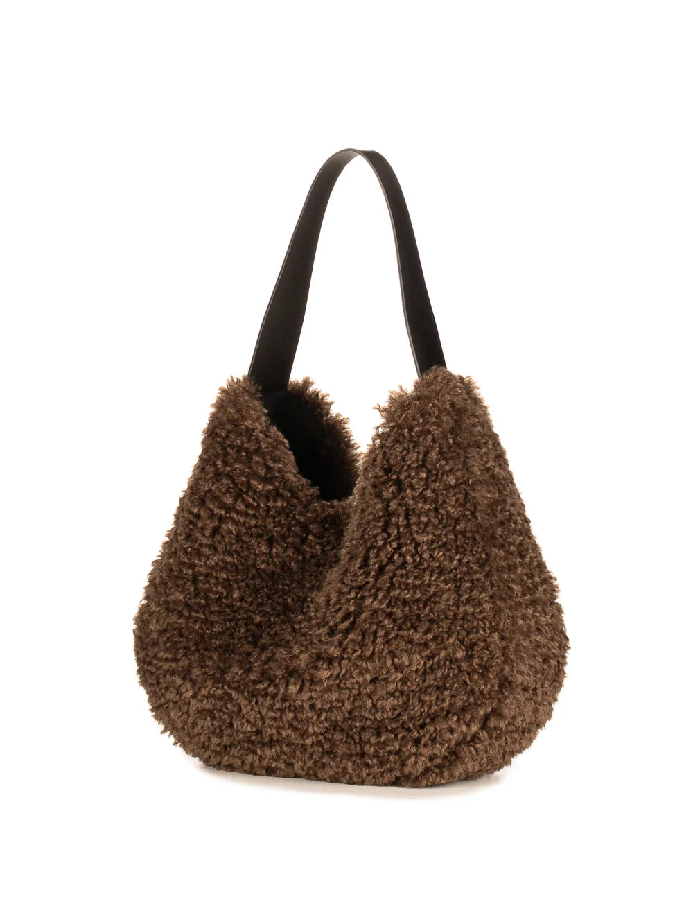 Chestnut Faux Sheepskin Slouch Bag