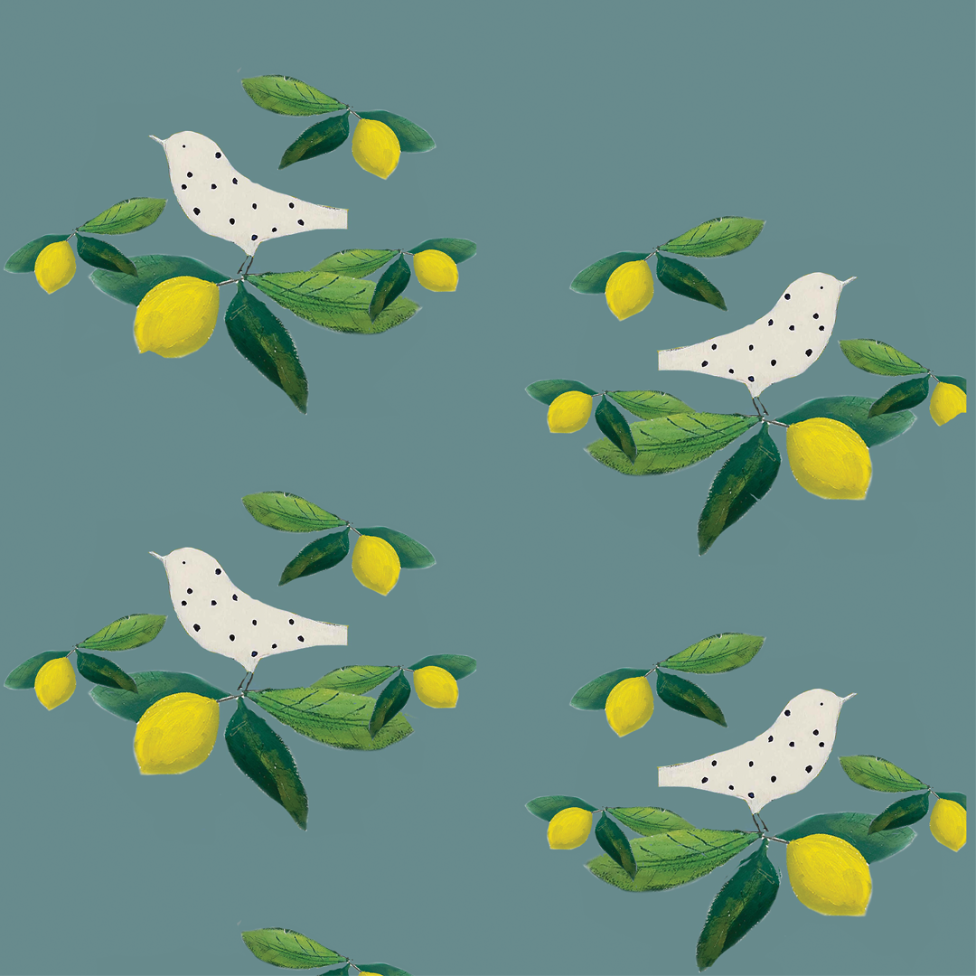 Dotty Bird with Lemons Gift Wrapping/Patterned Paper