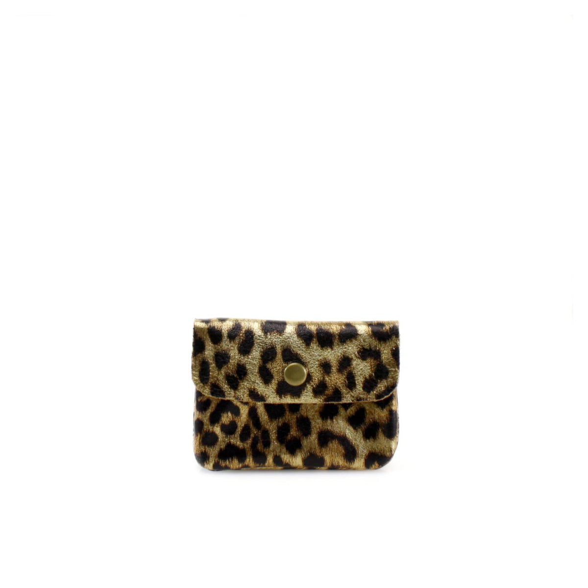VP4L- Italian Leather Leopard Print Purse: Gold