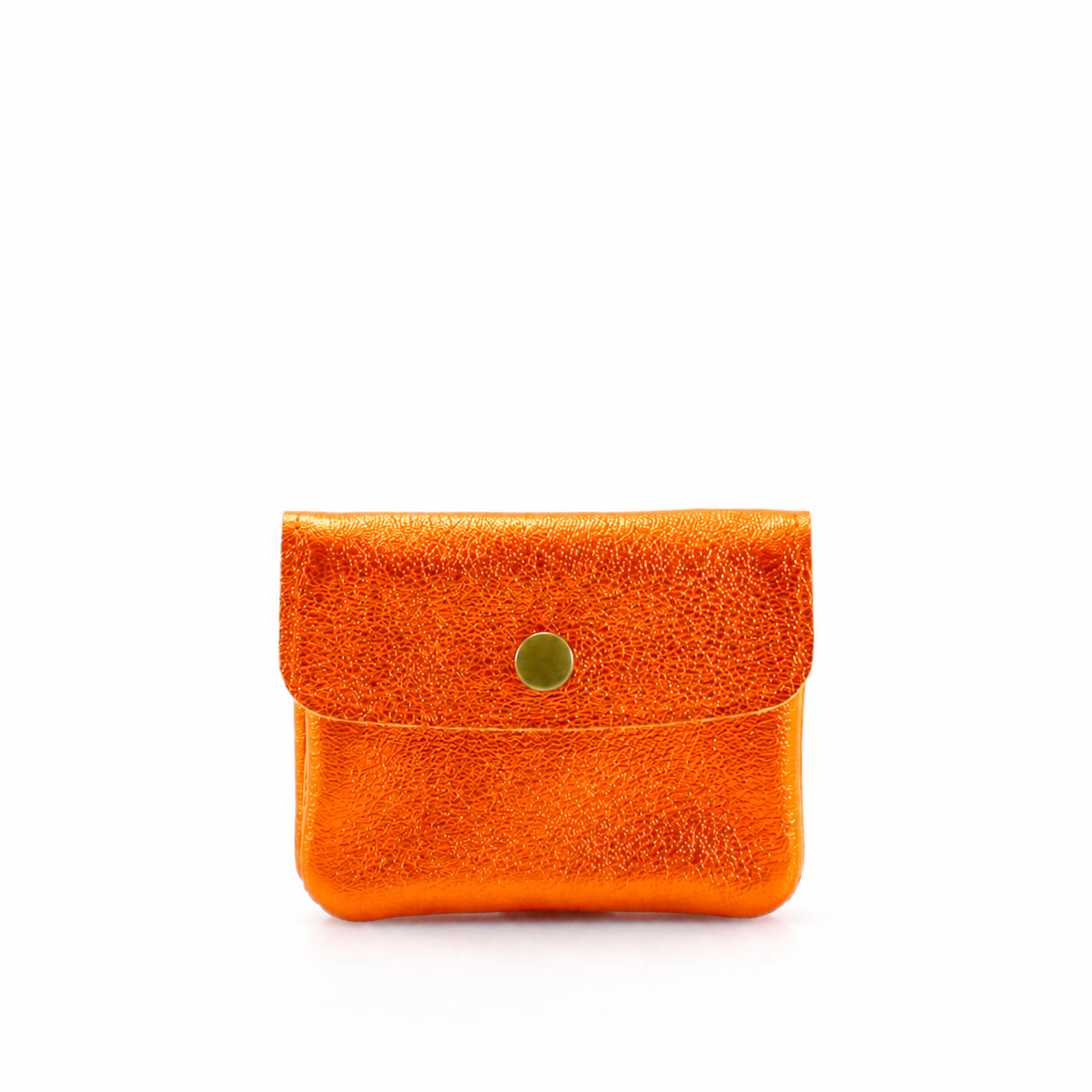 Italian Leather Coin holder: Orange Metallic