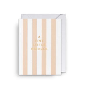 Pink and white striped new baby card