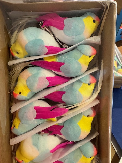 Feathered Bird Clip - Rainbow Blue Tit