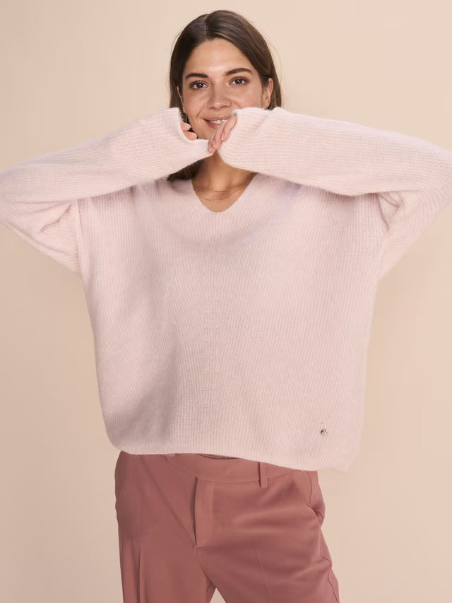 Mos Mosh Thora V-Neck Knit Jumper, Ballet Slipper