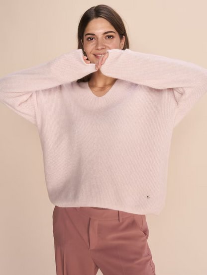 Mos Mosh Thora V-Neck Knit Jumper, Ballet Slipper