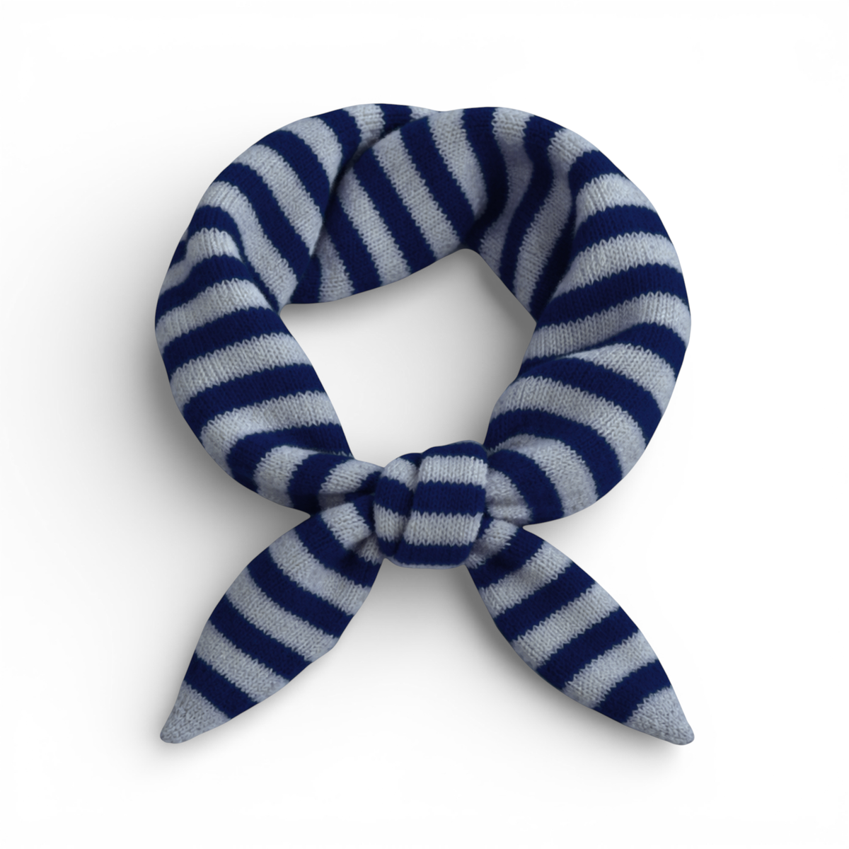 Striped Wool Blend Triangle Neck Scarf: Navy Grey