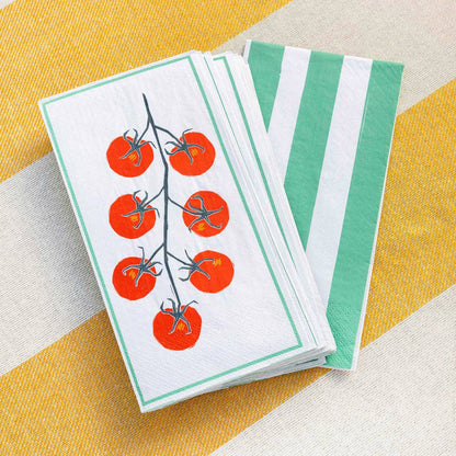 Tomato Long Lunch Paper Napkins - 16 Pack | Summer Dinner Napkins |