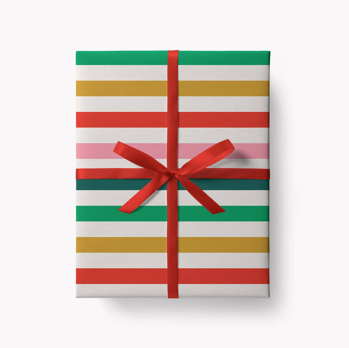 Green/Red/Pink/Ochre Stripes Wrapping Paper