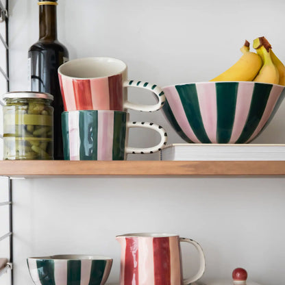 Caroline Gardner Wine and Peach Striped Mug