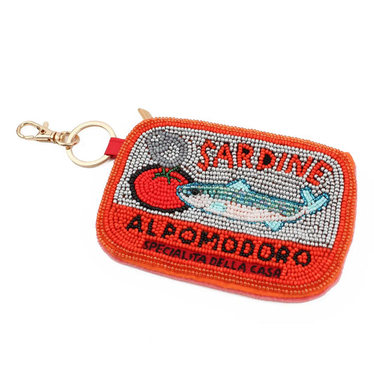 Sardine & Tomato Beaded Keyring Pouch