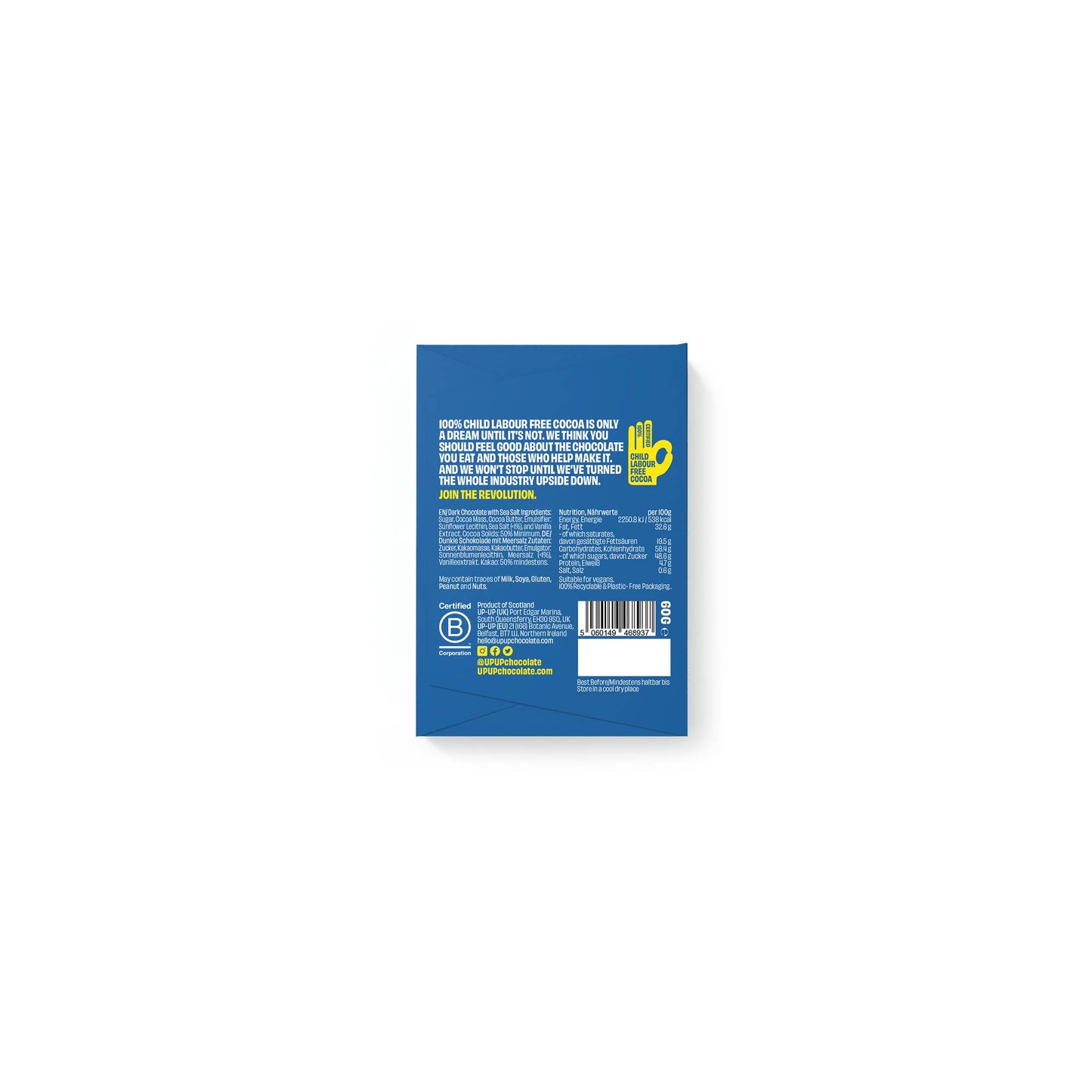 UP-UP Sea Salt Dark Chocolate Bar 60g | Ethical | Vegan