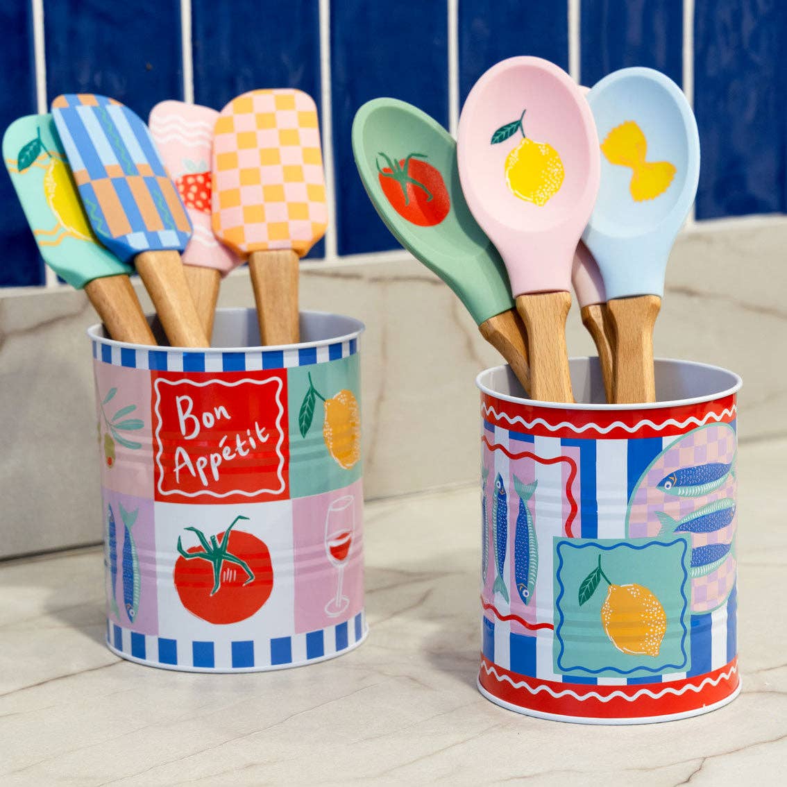 Food Icons Recyclable Storage Tins - 2 Pack | Kitchenware Gifts |