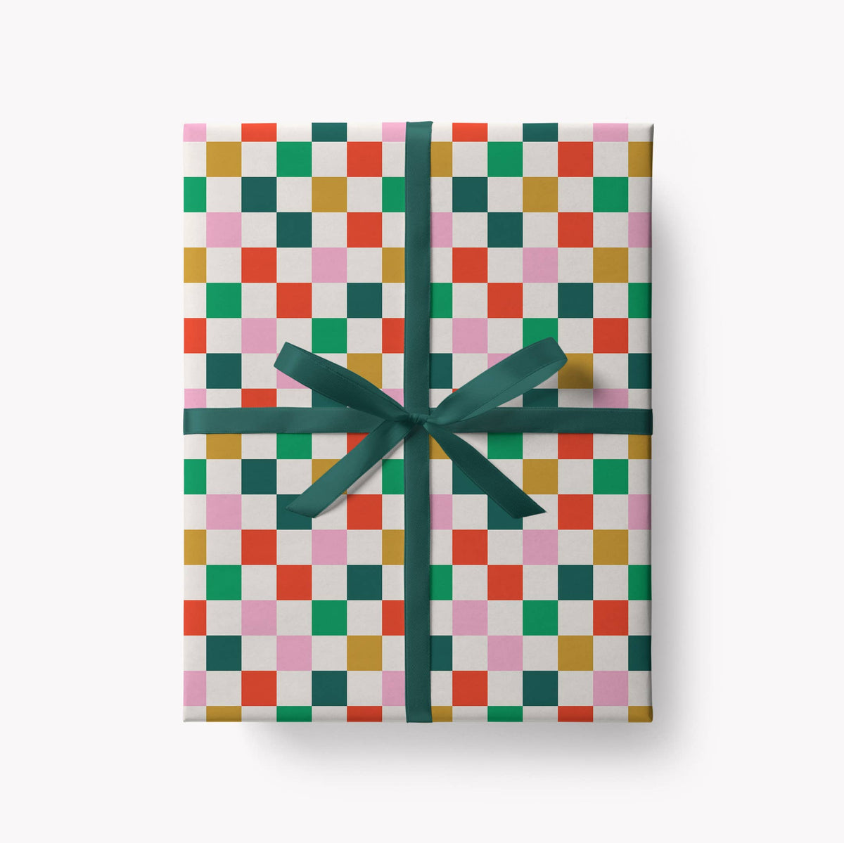 Green/Red/Orange Checkered Gift Wrap Wrapping Paper