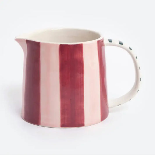 Caroline Gardner Wine/Peach Pink Striped Wide Jug