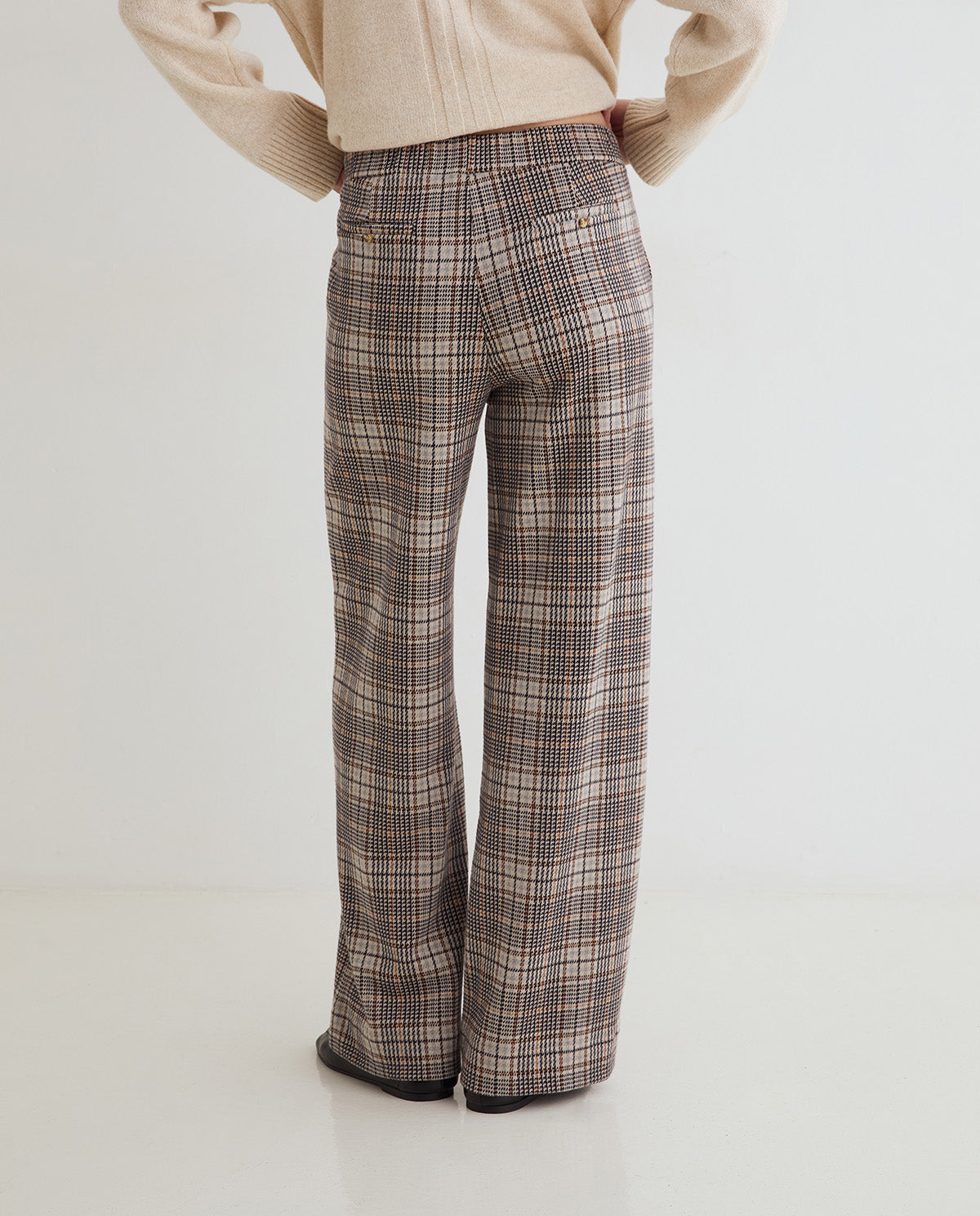 Pull On Check Trousers