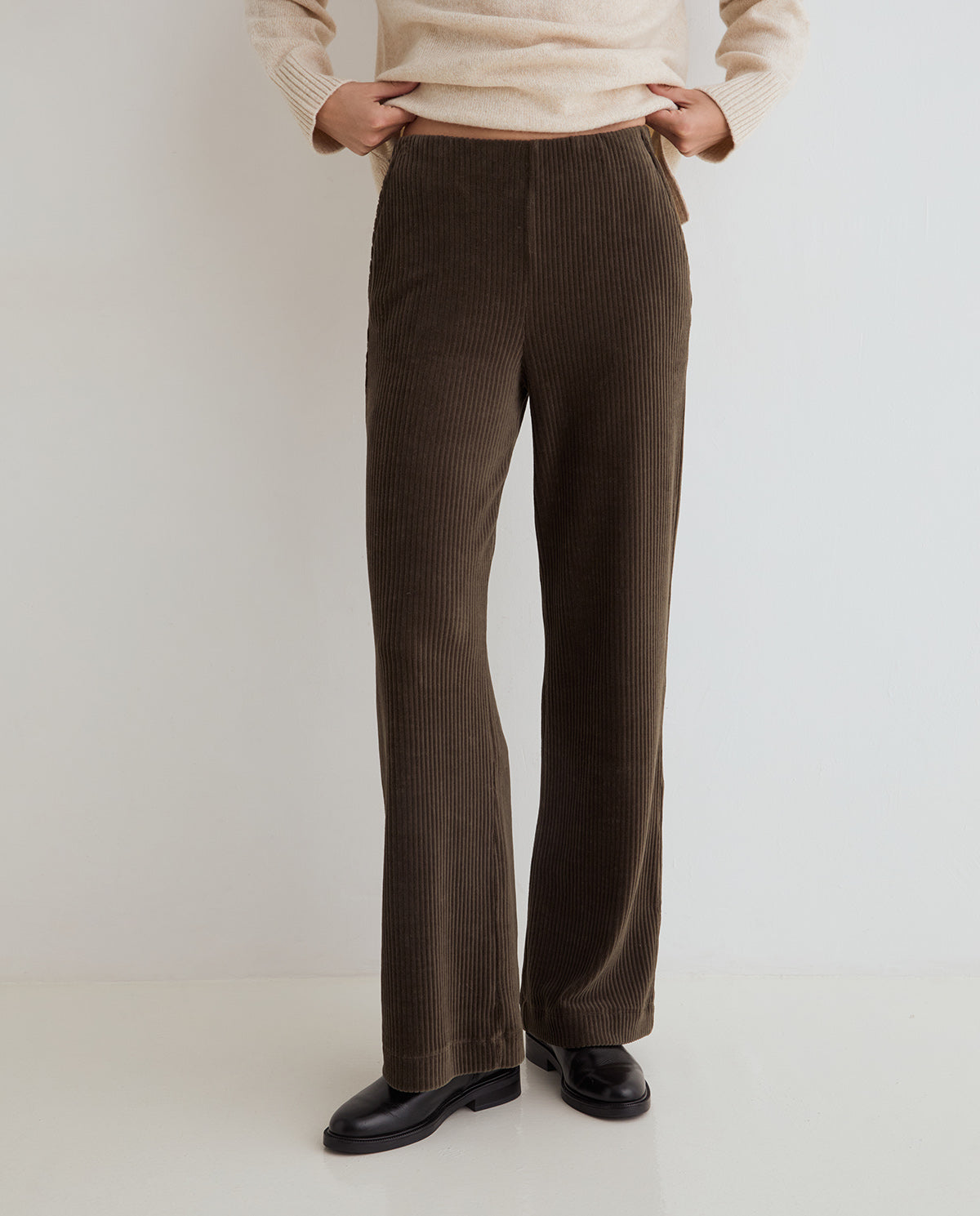 Khaki Pull On Cords