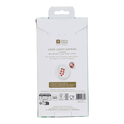 Tomato Long Lunch Paper Napkins - 16 Pack | Summer Dinner Napkins |