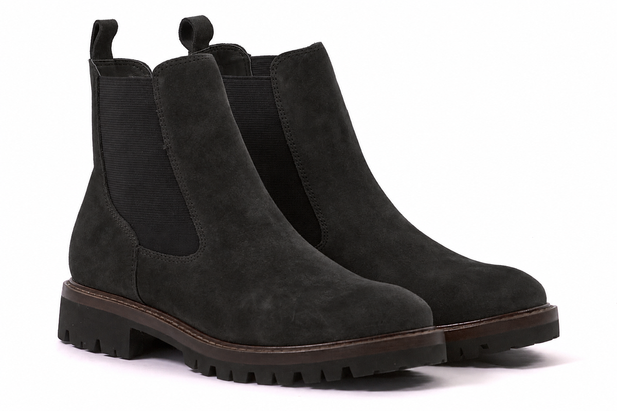 Another Trend Black Suede Ankle Boots