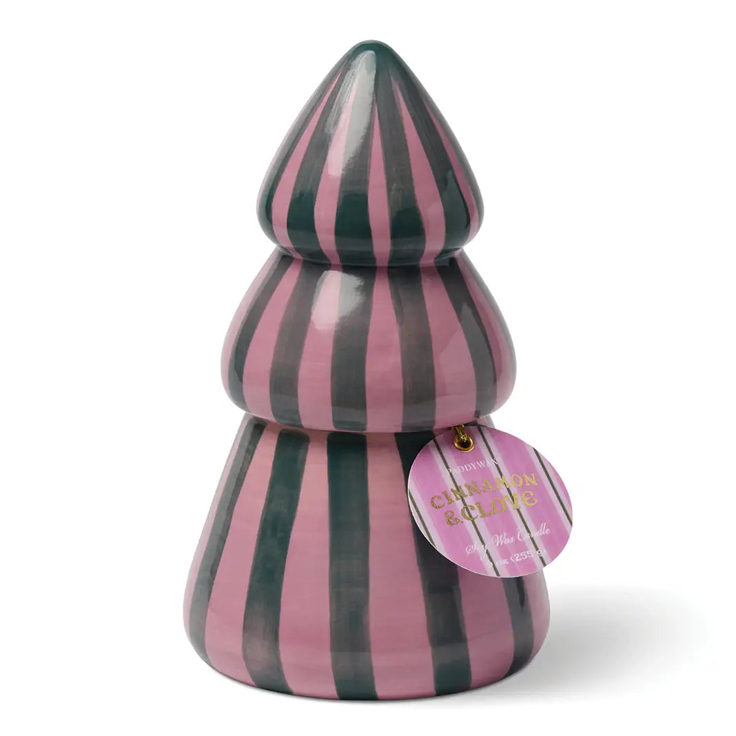 Pink & Green Ceramic Tree Candle