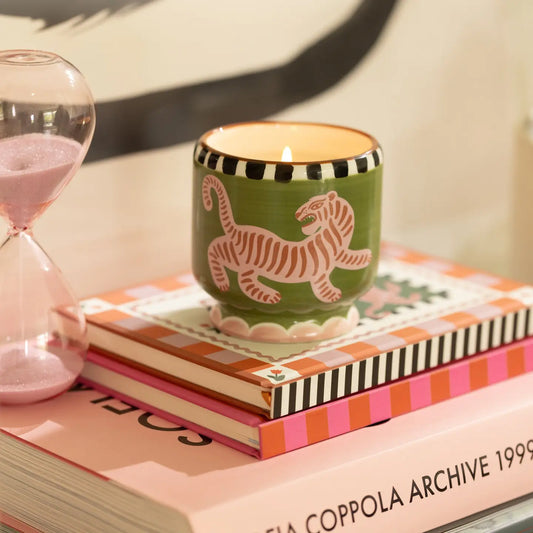 A Dopo Tiger Ceramic Candle, Black Cedar and Fig