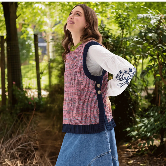 Cara & The Sky Ada Sleeveless Jumper, Navy