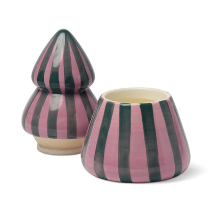 Pink & Green Ceramic Tree Candle