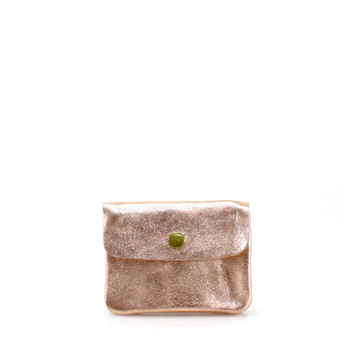 Italian Leather Coin Purse Rose Gold Metallic