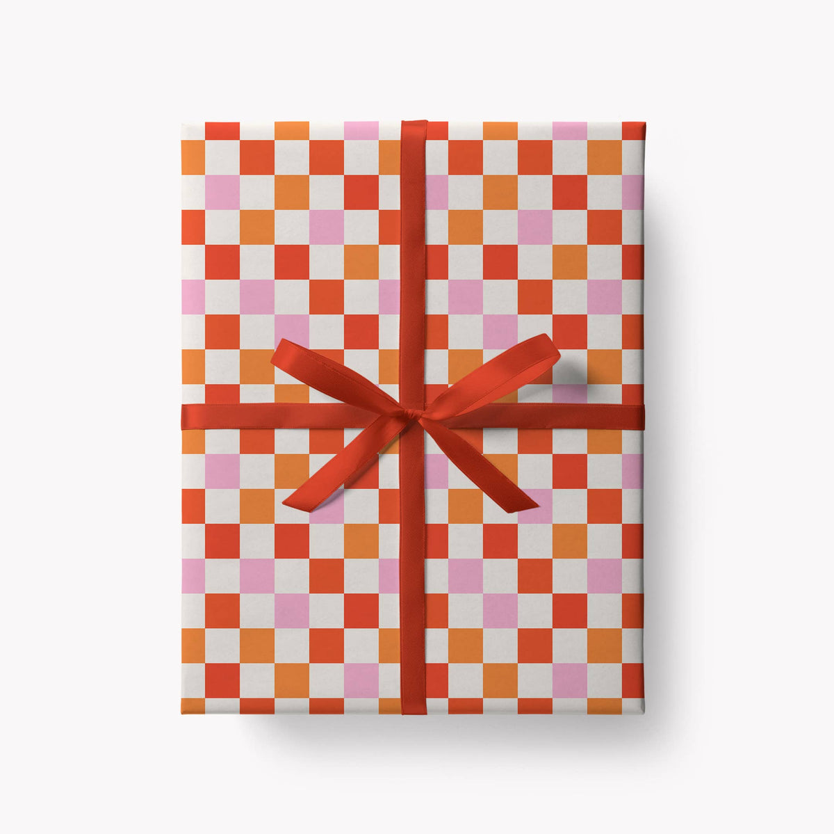 Pink/Orange Checkered Gift Wrap Wrapping Paper