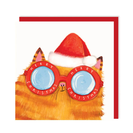 Cat with Christmas Glasses Card