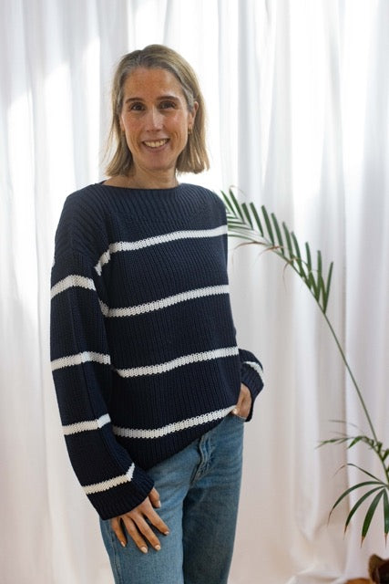 Cotton Mix Navy Striped Jumper