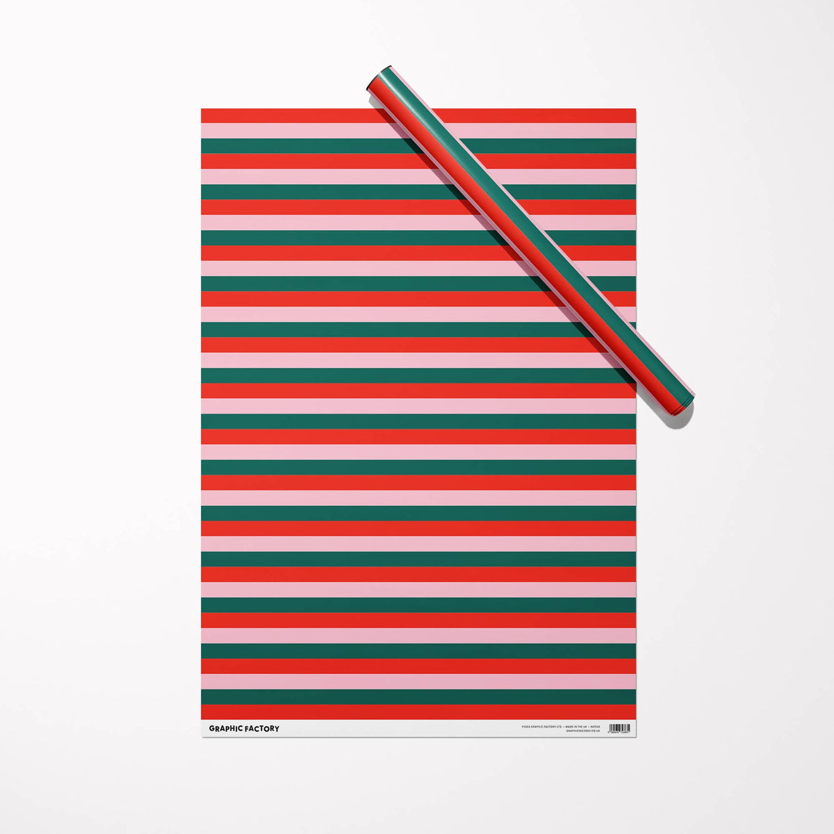 Red/Green/Pink Stripes Wrapping Paper