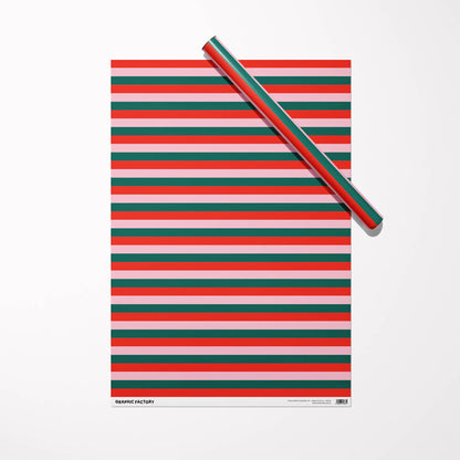 Red/Green/Pink Stripes Wrapping Paper