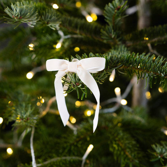 Red & Cream Velvet Bows - 8 Pack | Christmas Decor |