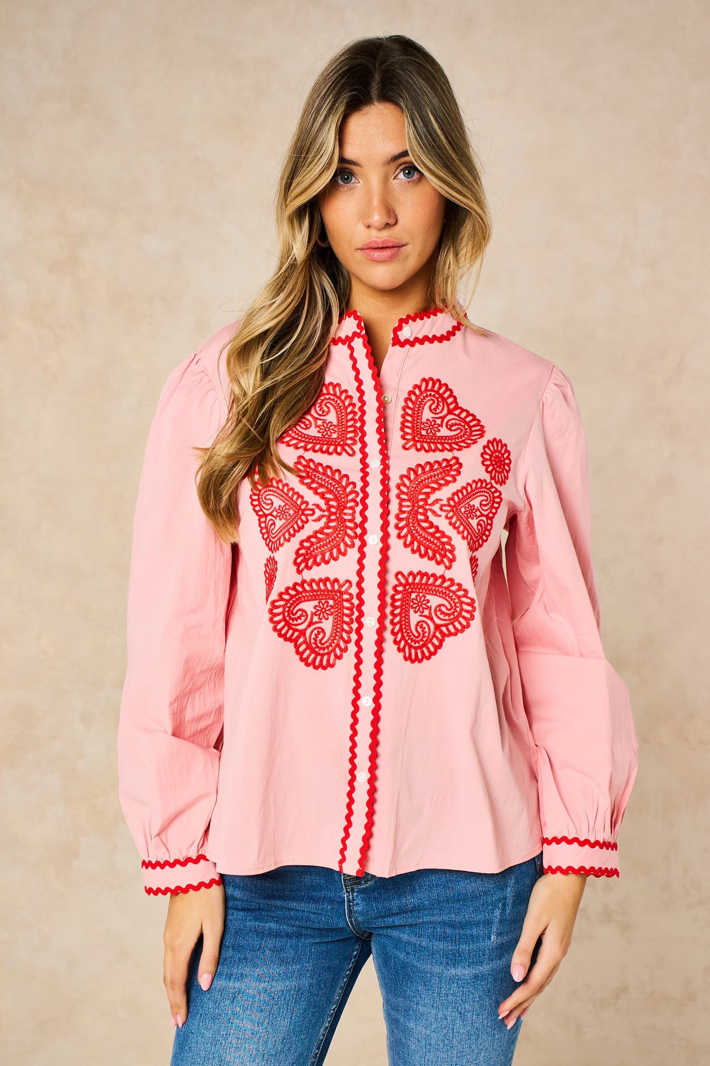 Embroidered Shirt in Pink