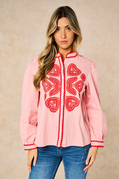 Embroidered Shirt in Pink