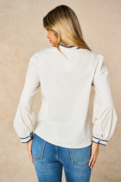 Embroidered Shirt in Blue/White