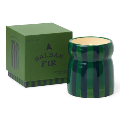 Green & Navy Ceramic Candle